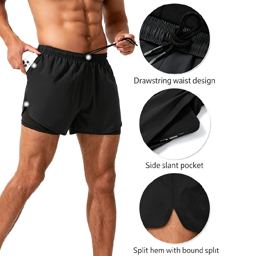 Shorts de corrida 2 em 1 de ci - Running Gear Quick Dry avaliação e preço